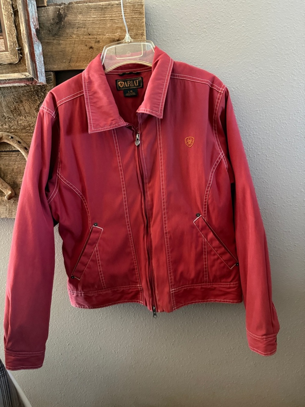 Ariat Deep Red Zip Jacket with Contrast Stitching